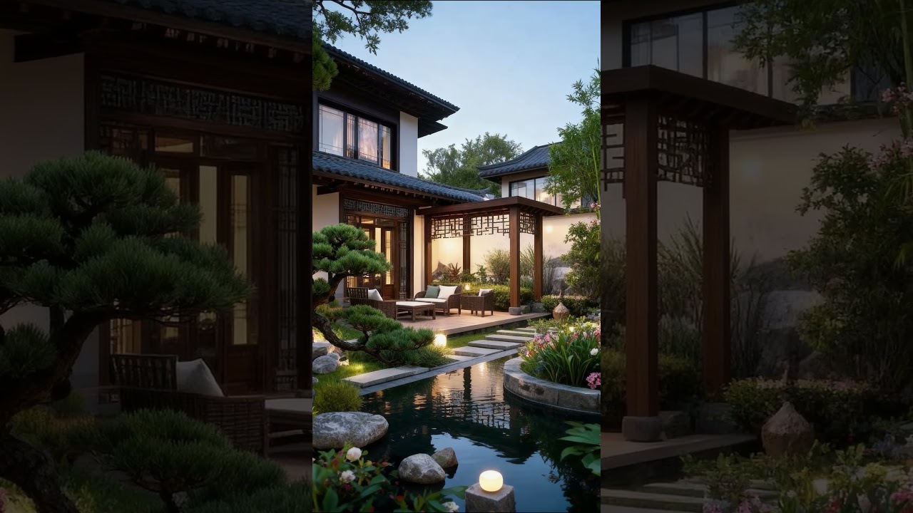 Zen Oasis Courtyard: Oriental Charm Meets Modern Design!