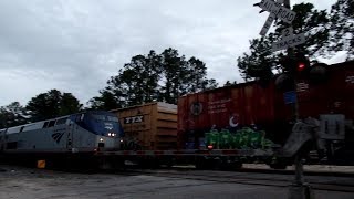 CSX Train Stops Amtrak Auto Train Passes