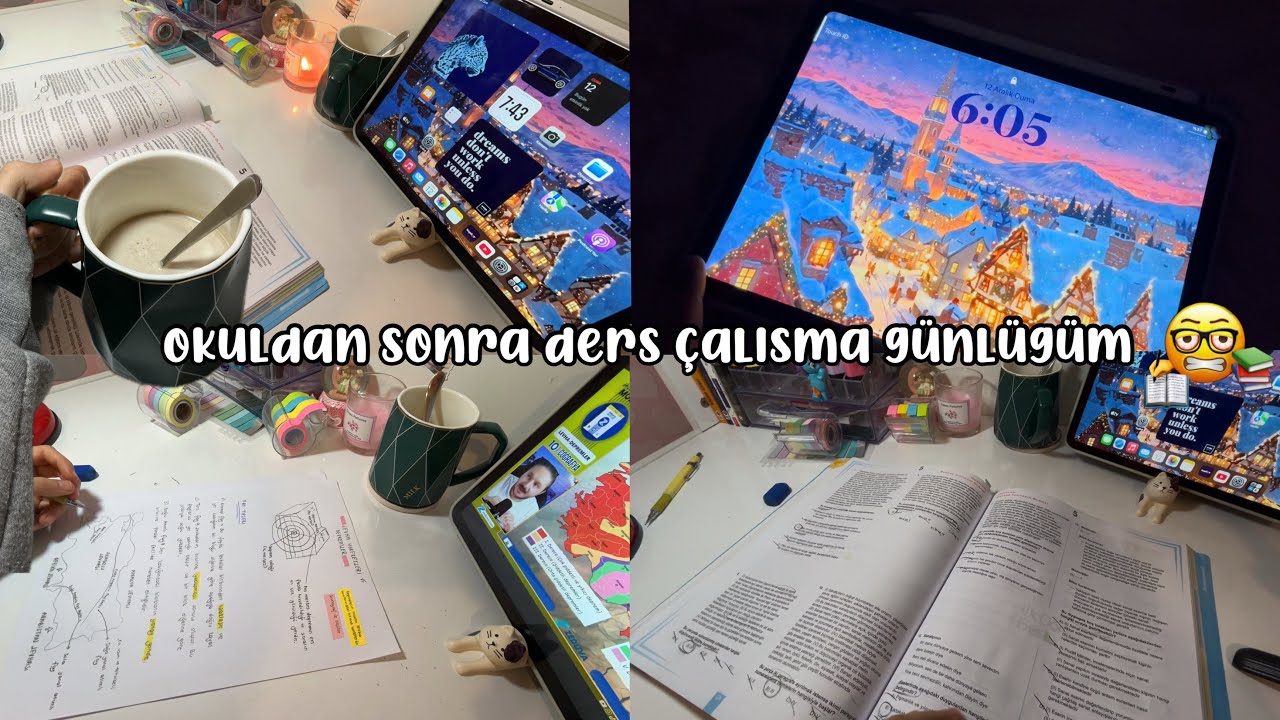 Okuldan sonra ders çalışma günlüğüm 🌟 Ders vlog, study vlog, yks.. 