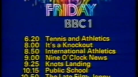 Friday 26th June 1981 BBC1 - Nationwide - It's A Knockout - Knots Landing - Wimbledon - Tennis
