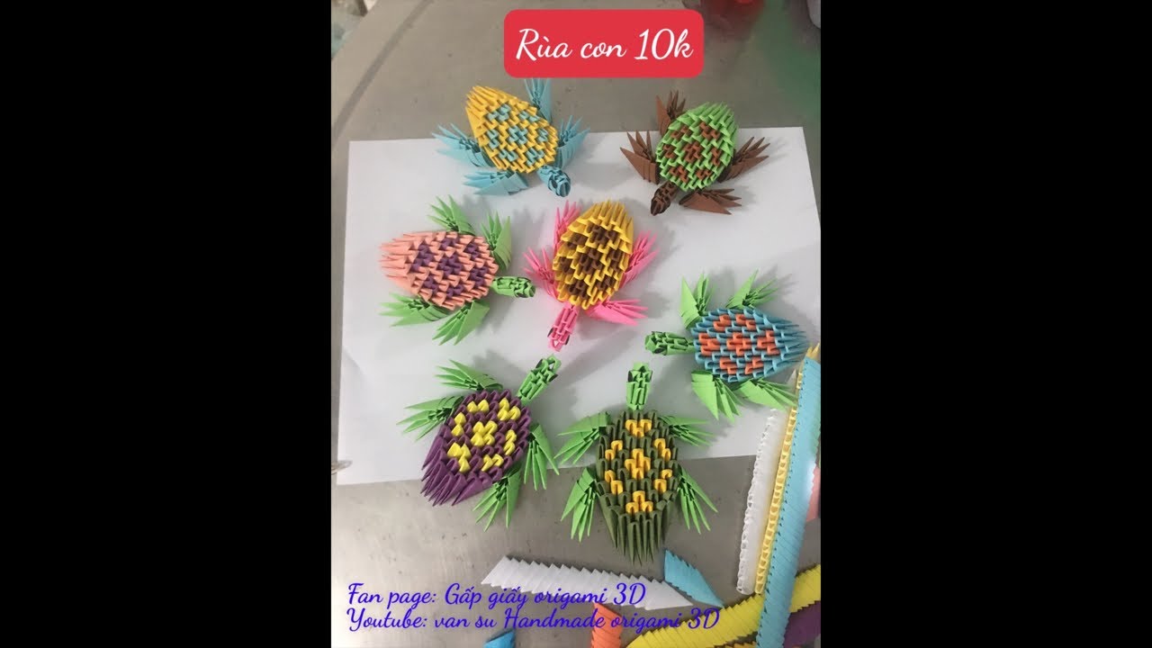 Gấp chú rùa bằng giấy màu origami 3D - YouTube