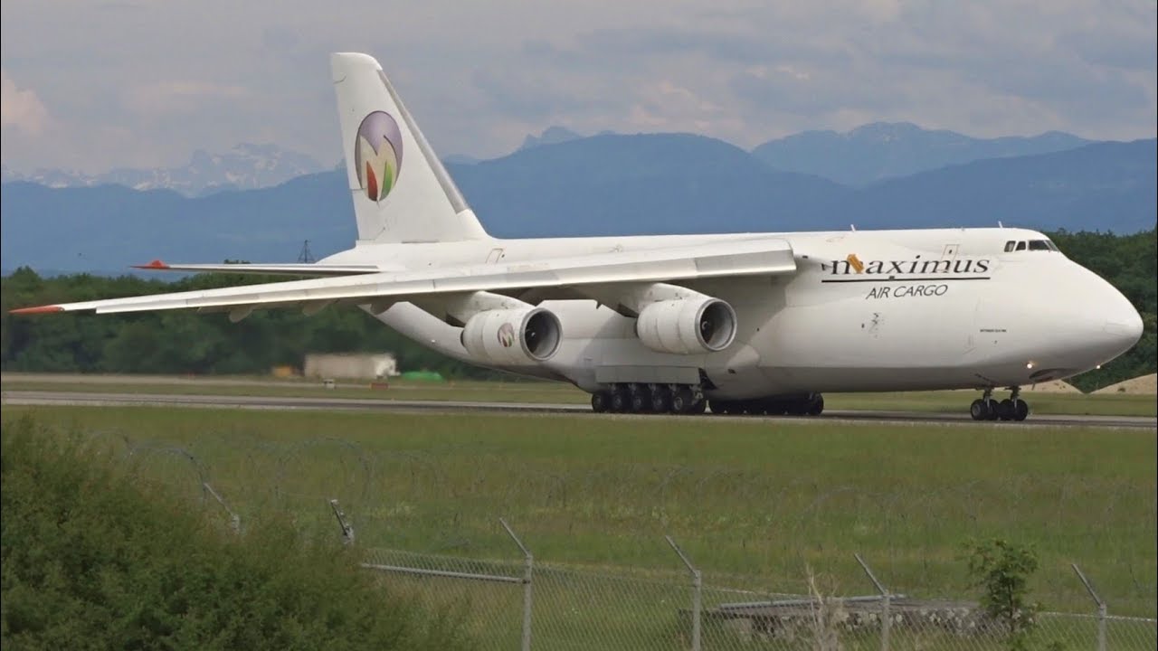 [FullHD] *RARE* Maximus Air Cargo Antonov 124 landing & takeoff at Geneva/GVA/LSGG