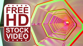 Free Stock Videos – music VJ loops sci-fi hexagon tunnel with neon lights glowing 3D animation screenshot 5