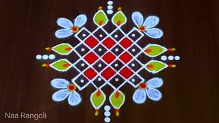 Easy deepam rangoli design 🌺 Simple muggulu ( 6×2×2 ) #rangoli #chukkalamuggulu #easy|| Naa Rangoli screenshot 4