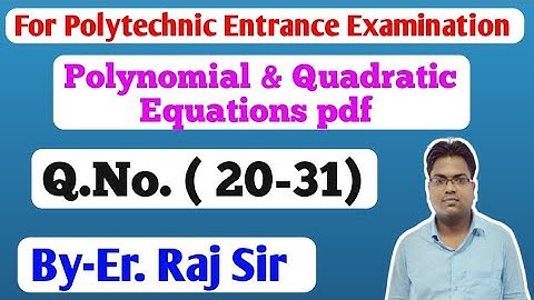 Polynomial & Quadratic Equations / Bihar polytechnic / jharkhand Polytechnic lateral entry