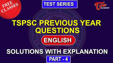 TSPSC Previous Year Questions | Solutions With Explanation | English - Part 4 | Tone Academy