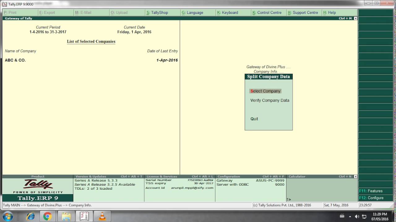 HOW TO SPLIT COMPANY DATA IN TALLY ERP 9 YouTube HOW TO SPLIT COMPANY DATA IN TALLY ERP 9 YouTube