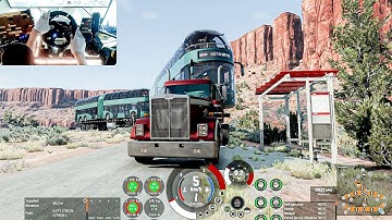 BeamNG.Drive| Transporting 2 articulated buses on a double trailer | Logitech g920 relaxing drive