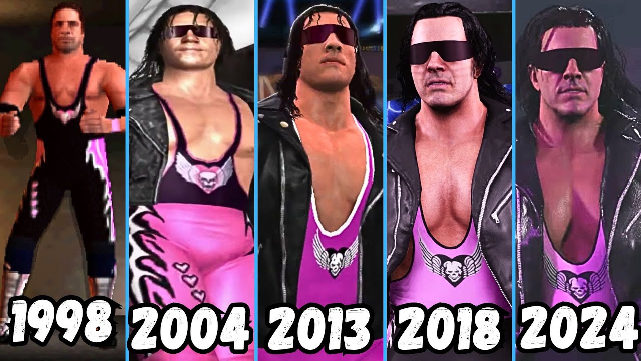 Evolution of Bret “The Hitman” Hart Entrance 1998-2024 - WWE X WCW Games