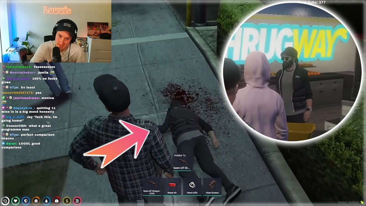 Реакция Луу на то, что Джея застрелили члены HOA | Mandem NoPixel GTA RP