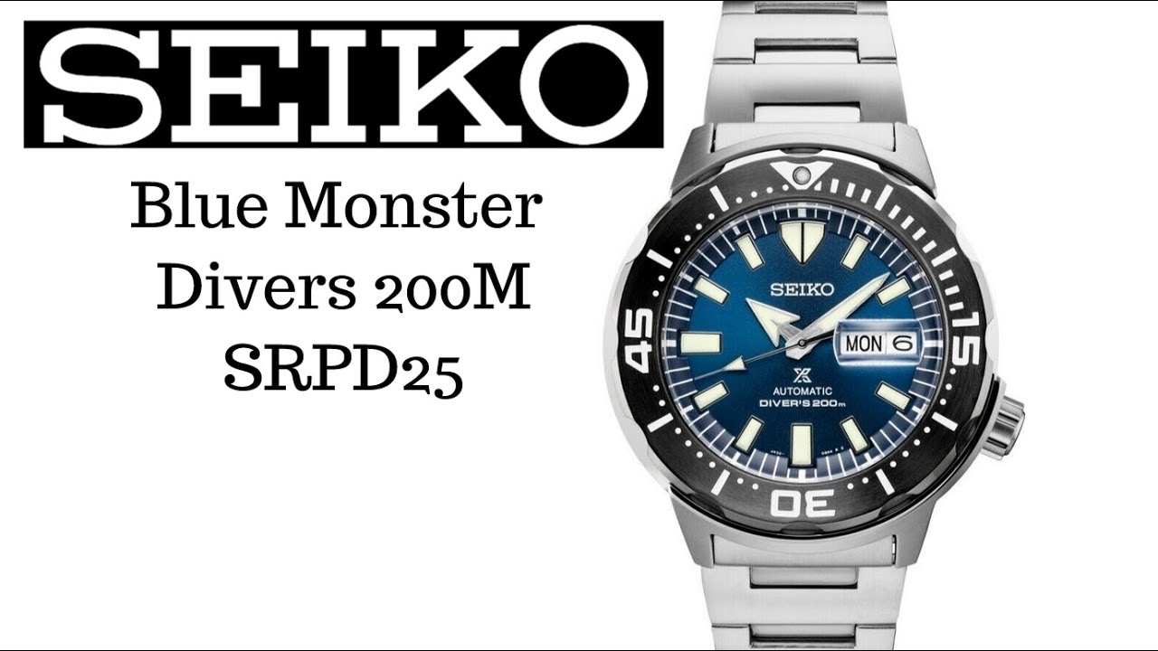 Seiko Automatic Prospex Monster Blue Dial Divers 200M SRPD25 Unboxing -  YouTube