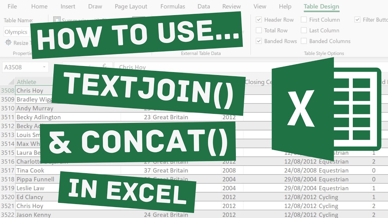 How to Use TEXTJOIN and CONCAT in Excel - YouTube