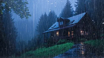 Goodbye Insomnia With Heavy RAIN Sound | Rain Sounds On Old Roof In Foggy Forest At Night, Study