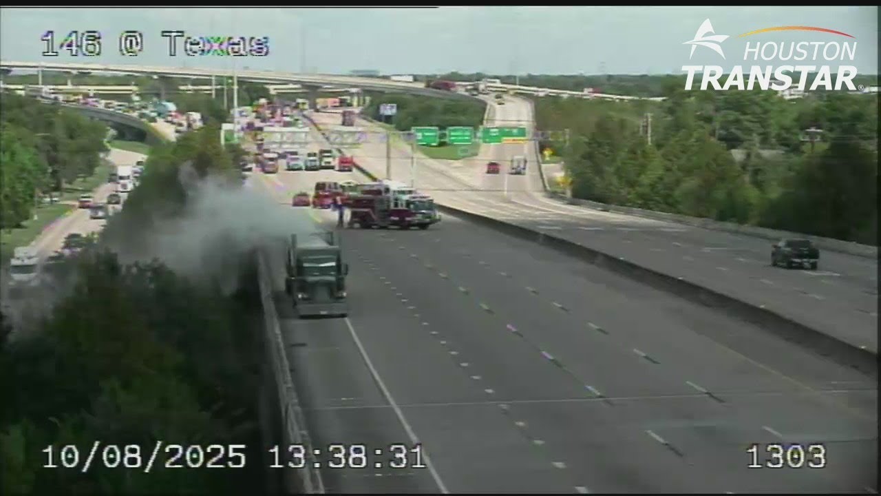 BREAKING LIVE: Smoking truck & HAZMAT situation on SH 146 in Houston