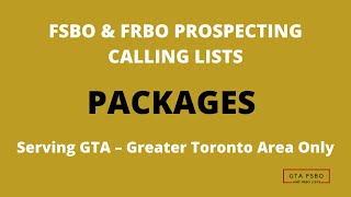FSBO & FRBO Prospecting Calling Lists | Home Seller & Buyer Leads | GTA area Calling Lists