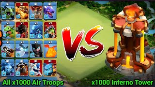 Impossible challenge | 1000 all air troops VS 1000 inferno tower | clash of clans | who will win?