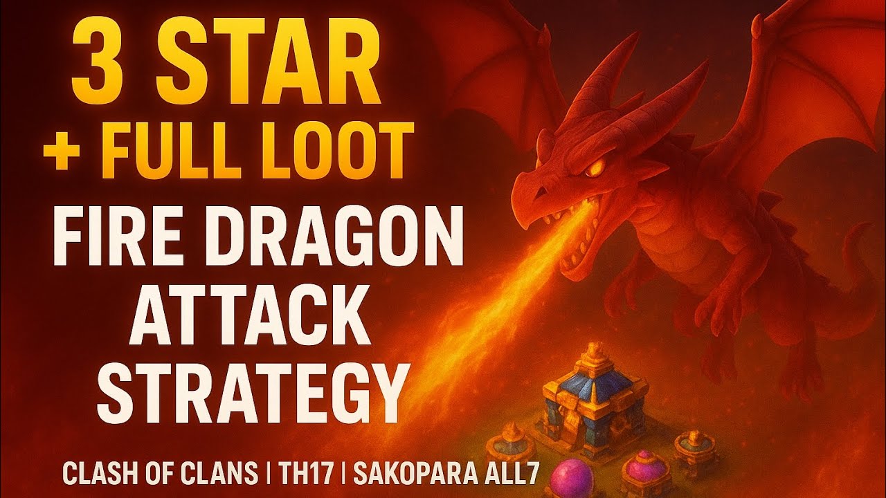 🔥 Fire Dragon 3 Star + Full Loot Attack | Clash of Clans 2025 | TH17 Best Army