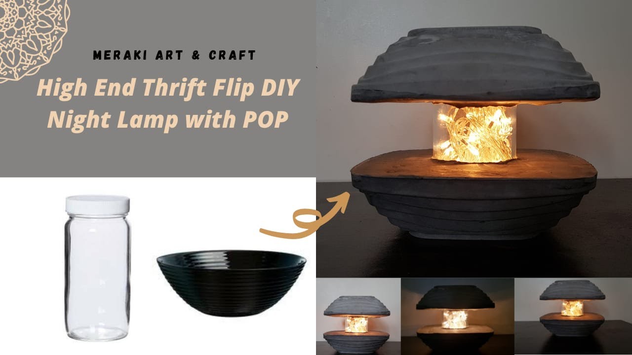 High-End DIY Night Lamp with POP| DIY Handmade lamp| IKEA & Pottery Barn Inspired Lamp | Satisfying