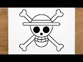 How to draw luffys pirate flag one piece step by step easy