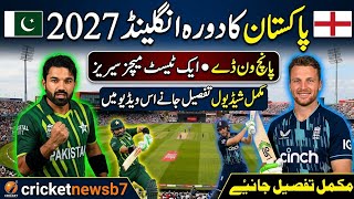 Pak Vs Eng 5 Odi Matches Schedule 2027 Pakistan Tour Of Eng