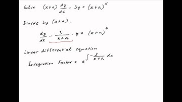 Solve the differential equation (x+a)(dy/dx) - 3y = (x+a) raised to power 5.