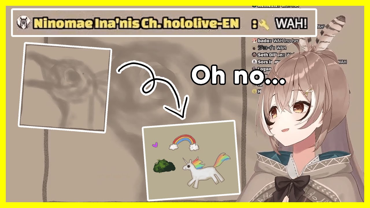 Mumei unintentionally summons Ina while she's drawing a 