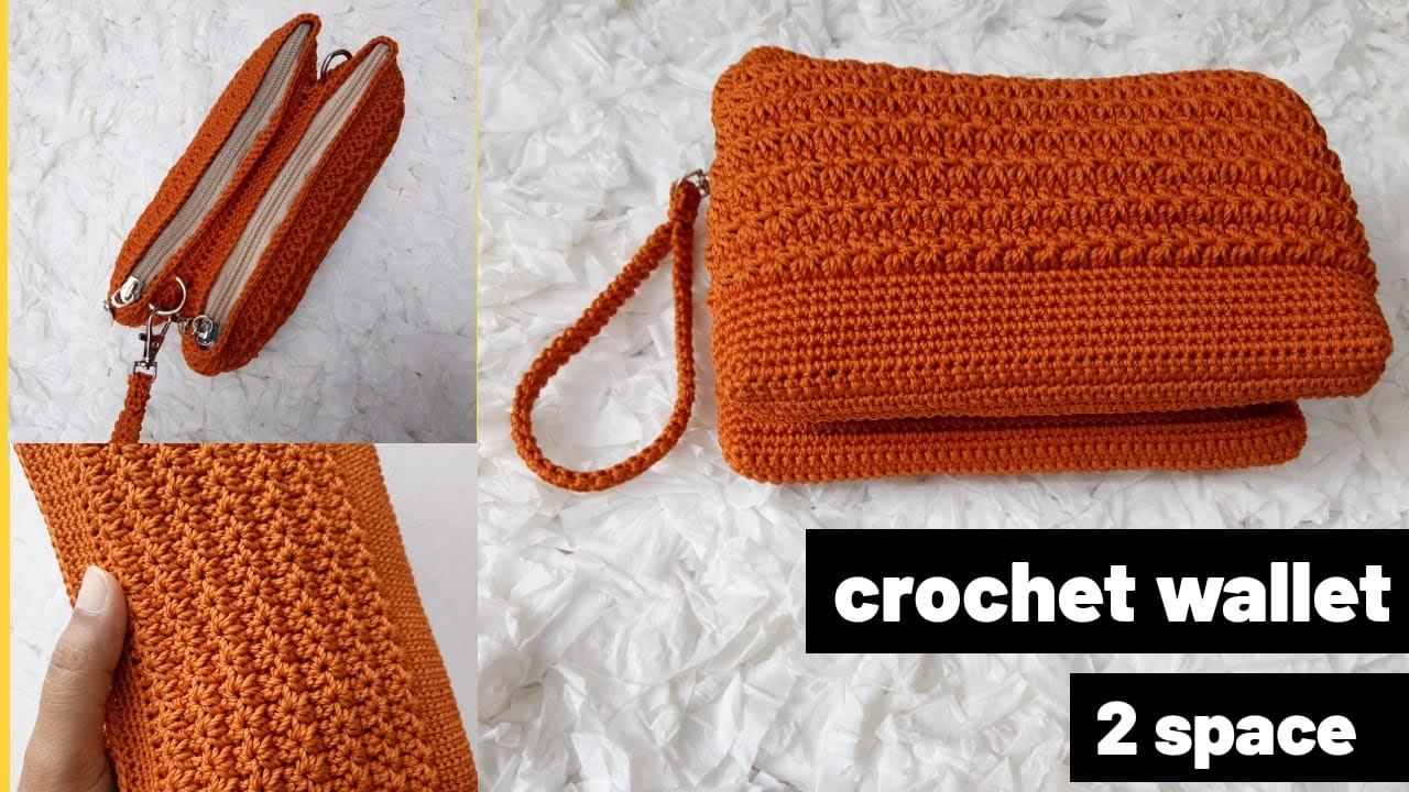 Dompet rajut dua ruang || crochet wallet 2 spaces || motif