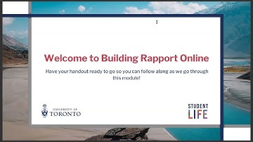 Building Rapport Online - University of Toronto