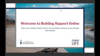 Building Rapport Online - University of Toronto