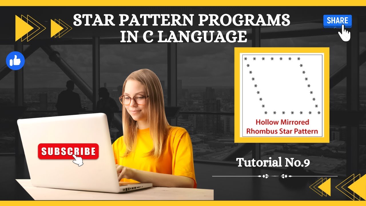 Hollow Mirrored Rhombus Star Pattern In C Language #Pradip369 # ...