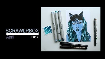 Scrawlrbox April 2017: unboxing, review, and speed drawing - Cat Woman marker portrait