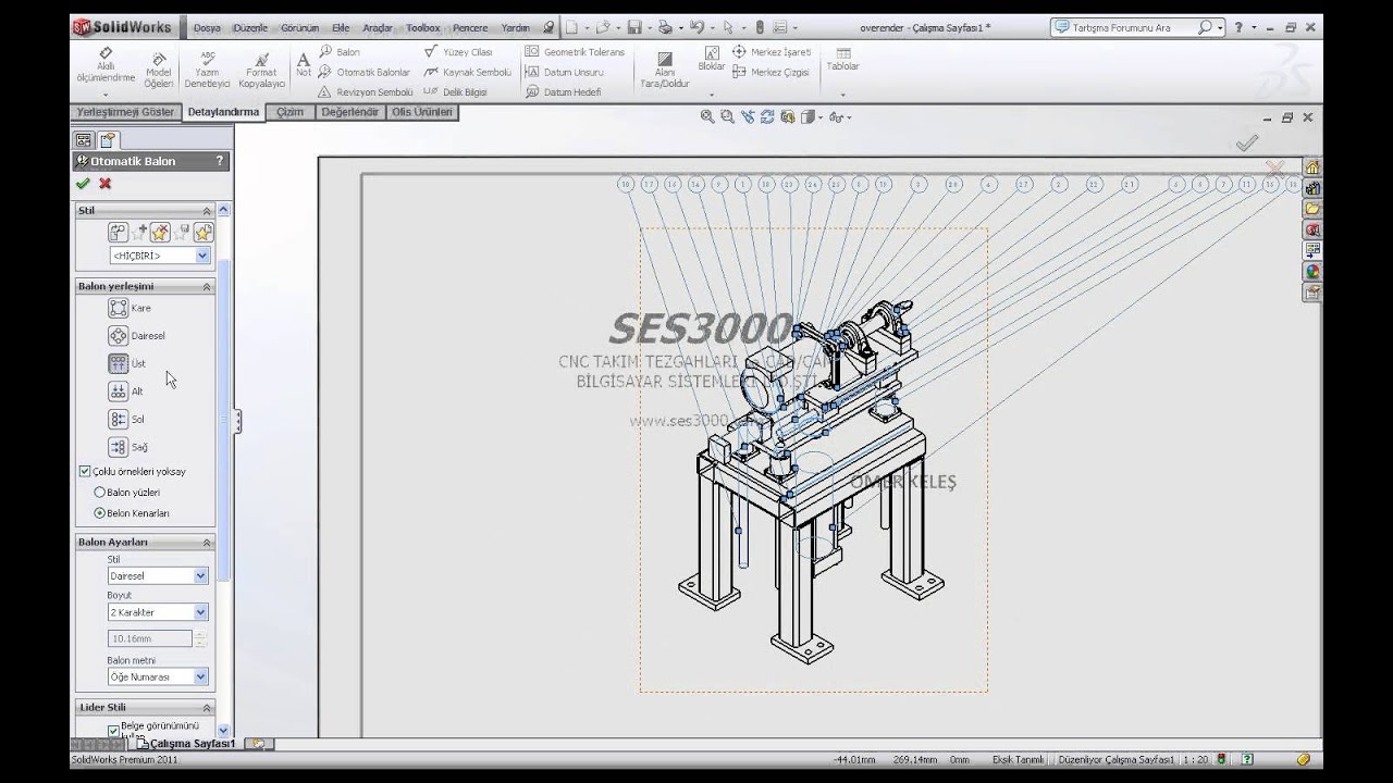 solidworks teknik resim balonlama part 17