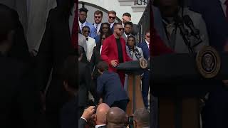 travis kelce steals the mic at white house