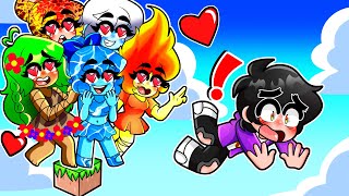 ¡1 CHICO vs 5 CHICAS ELEMENTO en UN BLOQUE en MINECRAFT! 😨🔥💥 RETO CHICAS vs CHICOS en MINECRAFT 😍