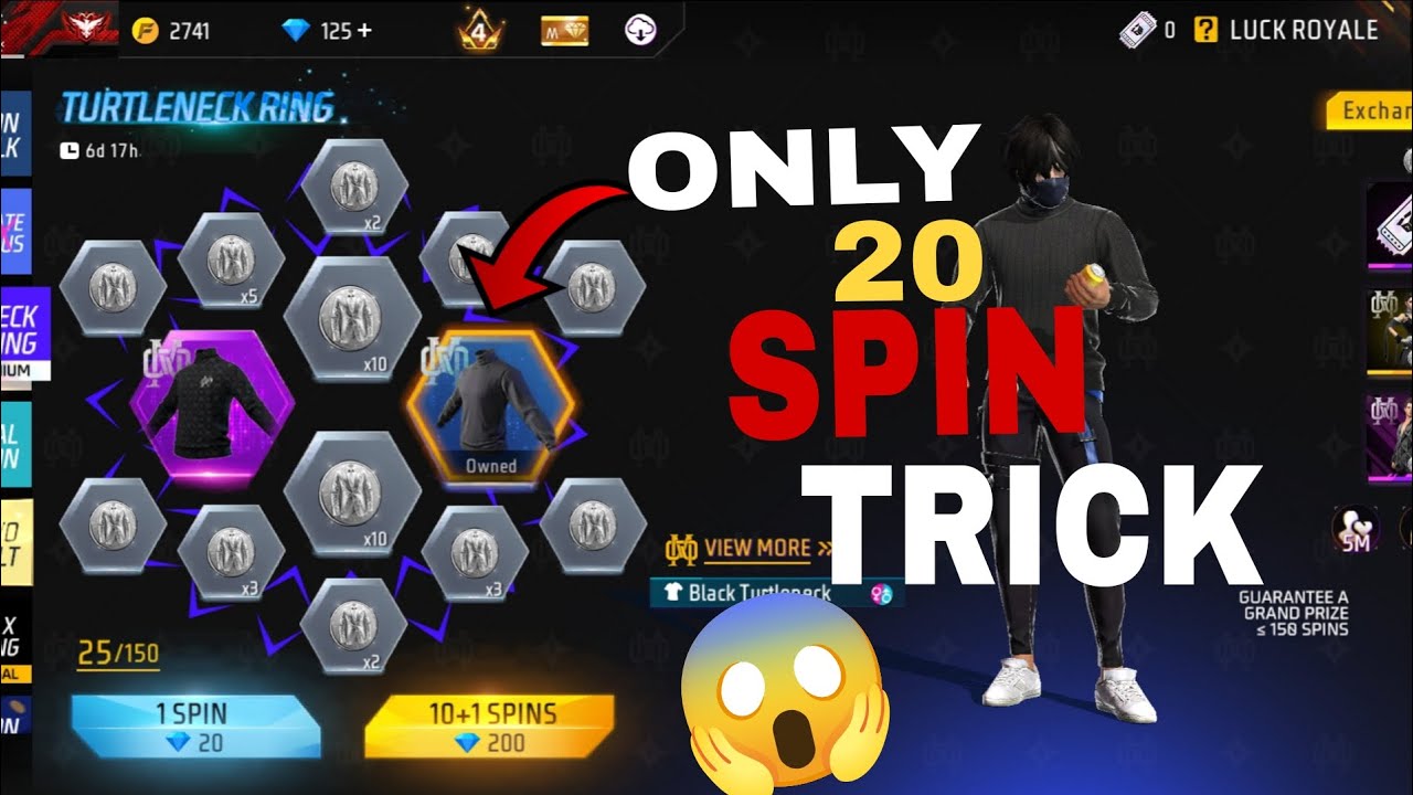 New Turtleneck Ring Event Black TShirt Only 20 spin Trick 😱😱