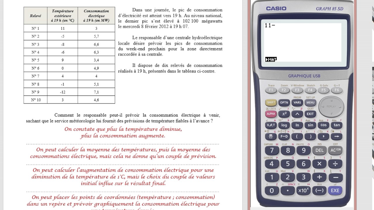 statistique a deux variable bac pro calculatrice
