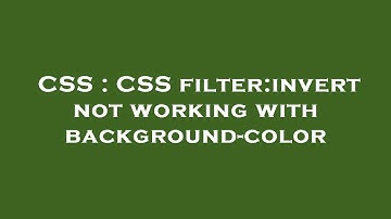CSS : CSS filter:invert not working with background-color