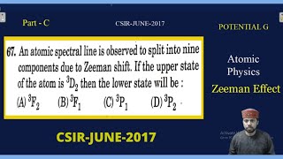 2017 JUNE CSIR-NET | Q.NO 67 | Part-C | Atomic Physics | POTENTIAL G