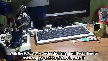 Review yaxun yx-ak21 cheap soldering microscope with 0.5 wd165 extender lens
