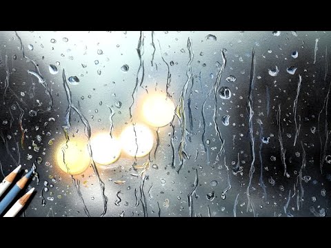 窓の水滴を描いてみた 色鉛筆 リアルな絵 Colored Pencil Drawing Of Water Drops On A Window Youtube