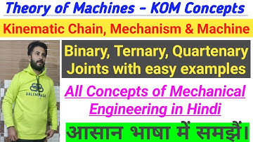 4) Kinematic Chain, Mechanism, Machine, Joints - K.O.M | Hindi | T.O.M - Basics