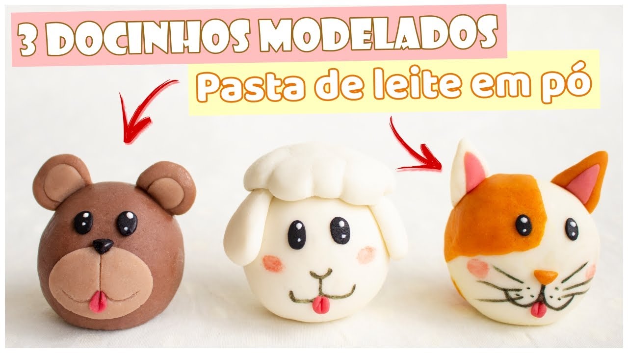 3 DOCINHOS MODELADOS - URSO, OVELHA E GATO - Tiago Mauro