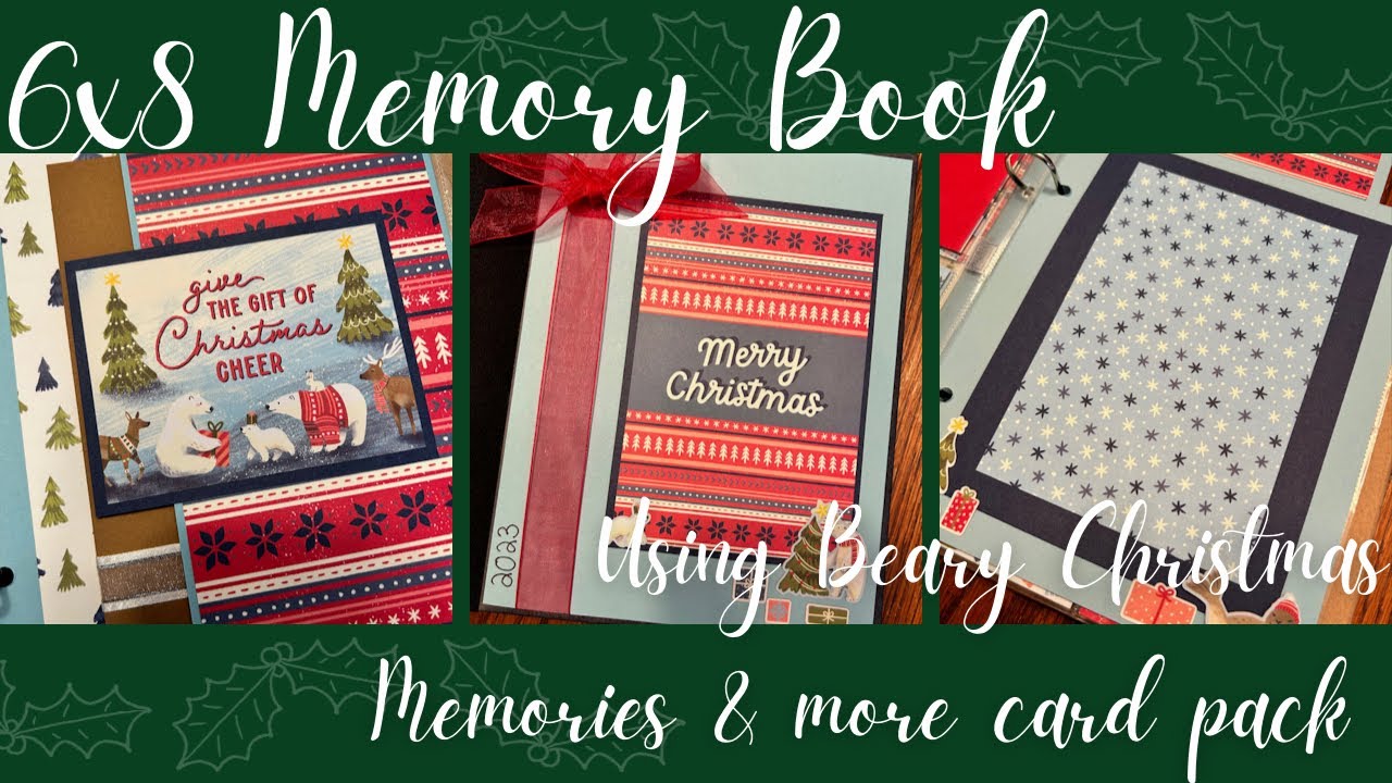 Pasimy Christmas Memory Book with Photo Corners Green Merry Christmas Photo  Album 8.7 x 6.7 Inch Gold Foil Xmas Scrapbook Kit for Families DIY Xmas