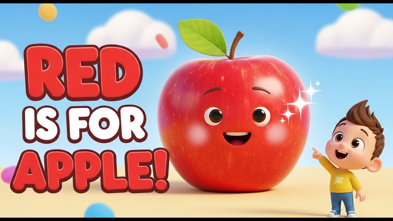 Red Is for Apples 🍎 | Fun Colors Song for Kids | ABC Learning Animation