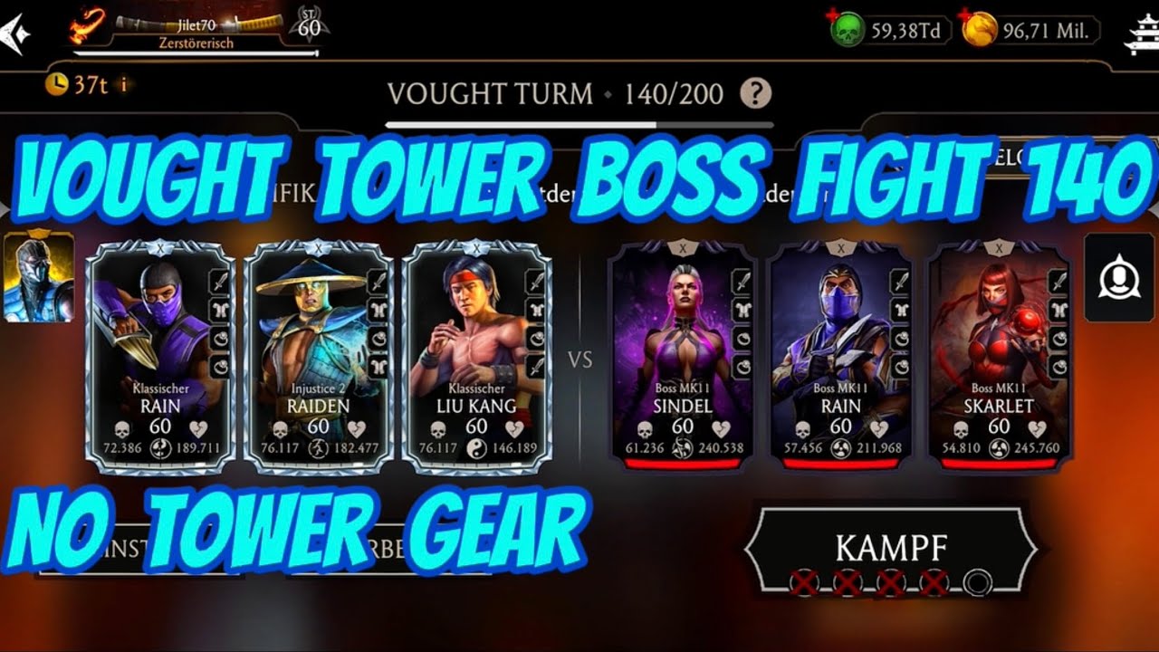 Mk mortal kombat mobile vought tower boss fight 140 no tower gear one shot