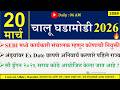 20 Mar 2026 Daily Current Affairs 2026 Current Affairs Today Chalu Ghadamodi 2026 Suhas Bhise