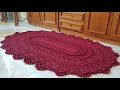 5 سجادة كروشية قمةالإبداع والتميز شرح تفصيلي خطوة بخطوة مفرش بيضاوي بالكروشيه  Rug/carpet in Crochet