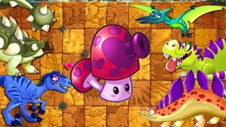 Pefume shroom Charm Attack on Dinosaurs - Plants vs Zombies 2 Jurassic Marsh