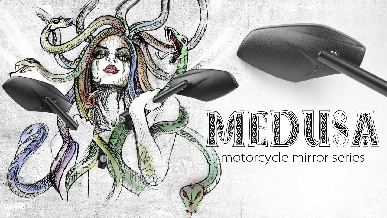 KiWAV motorcycle aluminum mirror - Medusa black