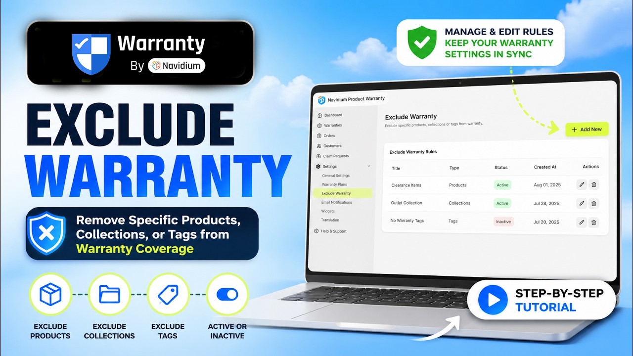 How to Exclude Products from Warranty in Shopify | Navidium Warranty App Tutorial (2026 Guide)